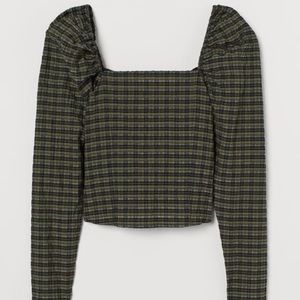 Crinkled Puff-sleeved Blouse